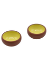 Set of 2 polished ceramic Jicaras - Clay/Yellow